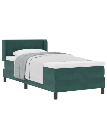 Letto Box Spring con Materasso Verde Scuro 90x190 cm Velluto