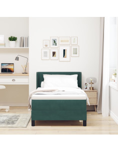 Letto a molle con materasso Verde Scuro 190 x 90 cm Poliestere 2