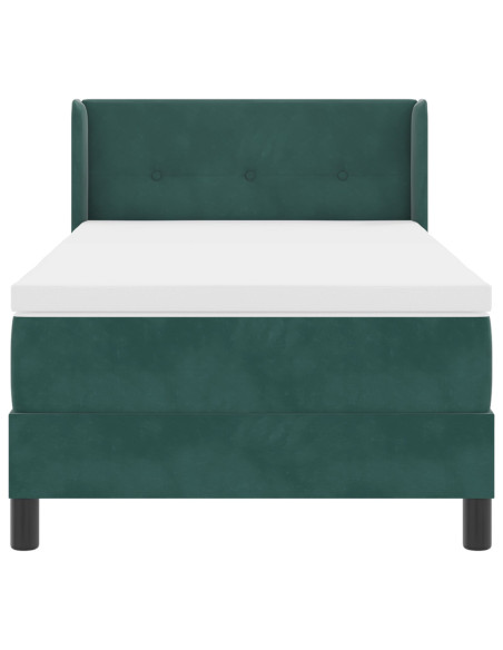 Letto a molle con materasso Verde Scuro 190 x 90 cm Poliestere