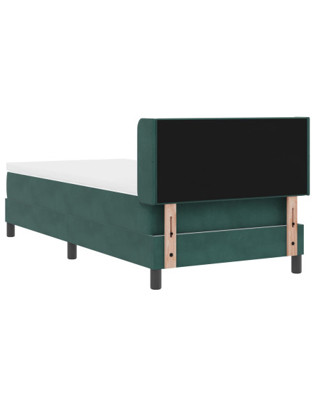 Letto Box Spring con Materasso Verde Scuro 90x190 cm Velluto