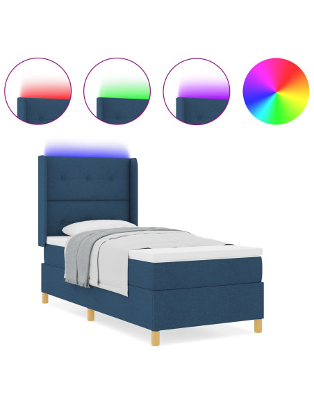 Letto a molle con materasso Blu 80x200 cm Tessuto