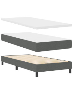 Letto a molle con materasso Grigio scuro 90 x 190 cm Tessuto