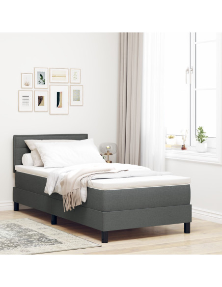 Letto a molle con materasso Grigio scuro 90 x 190 cm Tessuto