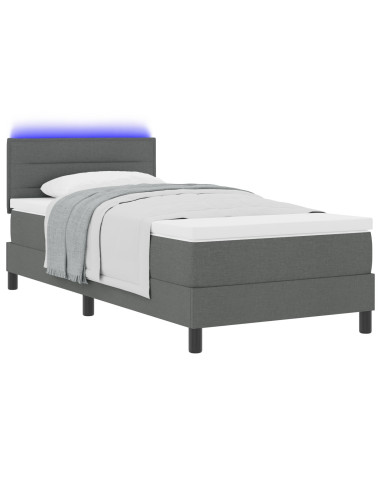 Letto a molle con materasso Grigio scuro 90 x 190 cm Tessuto