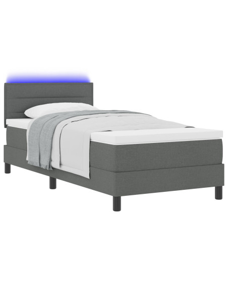 Letto a molle con materasso Grigio scuro 90 x 190 cm Tessuto