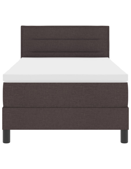 Struttura Letto  con Materasso Marrone Scuro, Bianco Tessuto