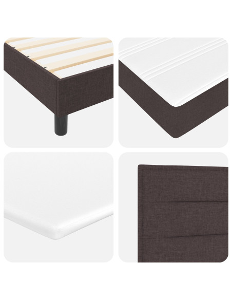 Struttura Letto  con Materasso Marrone Scuro, Bianco Tessuto