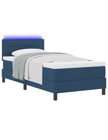 Letto a molle con materasso con led Blu 90 x 190 cm Tessuto