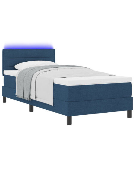 Letto a molle con materasso con led Blu 90 x 190 cm Tessuto