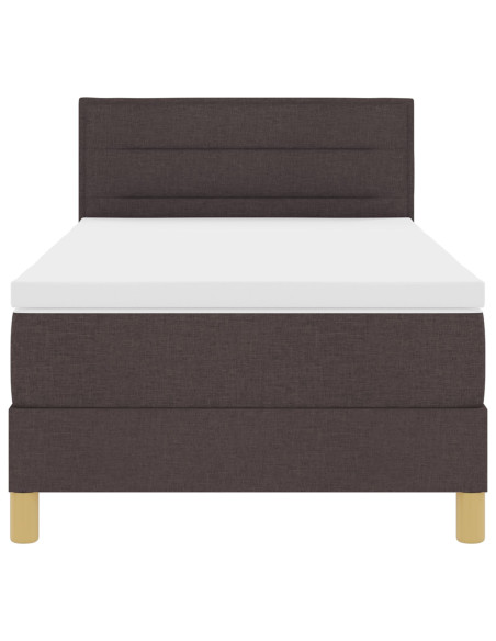 Letto Box Spring  con Materasso e LED Marrone Scuro 90x190 cm Tessuto