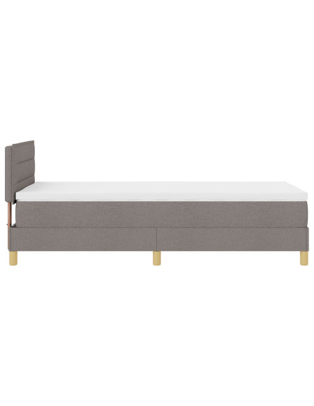 Letto Box Spring con Materasso & LED Tortora 90x190 cm Tessuto
