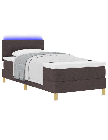 Letto a Sorgente LED con led Marrone Scuro 90 x 190 cm Tessuto