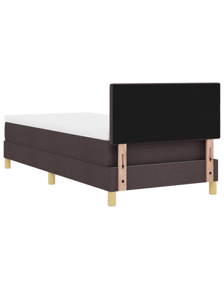 Letto a Sorgente LED con led Marrone Scuro 90 x 190 cm Tessuto
