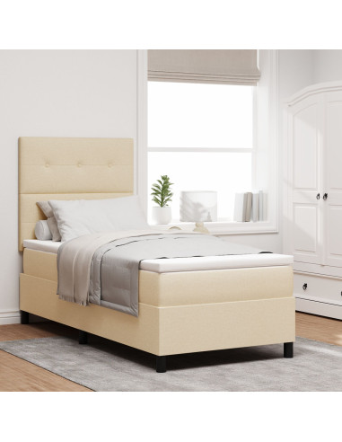 Letto a molle con materasso con led Crema 80 x 200 cm Tessuto