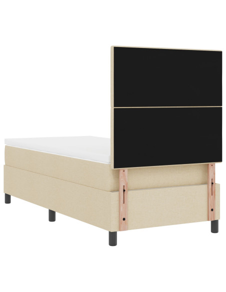 Letto Box Spring  con Materasso e Luce LED Crema 80x200 cm Tessuto