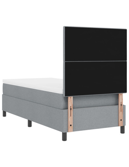 Letto con Box Spring e Materasso & LED Grigio Chiaro 90x190 cm Tessuto
