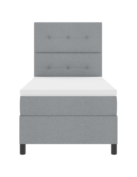 Letto con Box Spring e Materasso & LED Grigio Chiaro 90x190 cm Tessuto