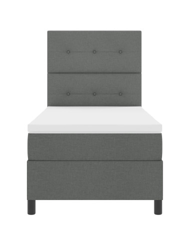 Letto a molle con materasso Grigio scuro 90 x 190 cm Tessuto