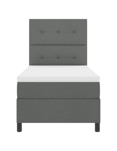 Letto a Molle con Materasso e Luce LED Grigio Scuro 90x190 cm Tessuto