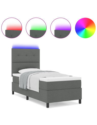 Letto a molle con materasso Grigio scuro 90 x 190 cm Tessuto