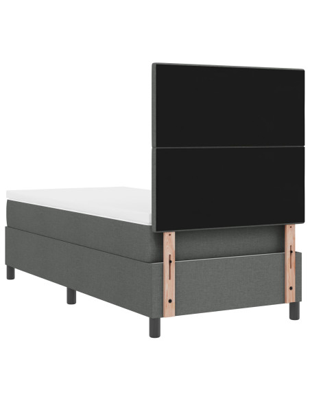 Letto a Molle con Materasso e Luce LED Grigio Scuro 90x190 cm Tessuto