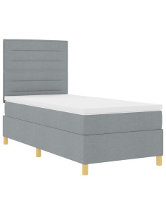 Letto a Sorgente LED Grigio chiaro 90 x 190 cm Tessuto 2