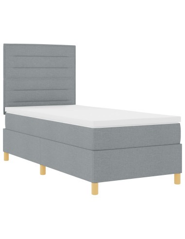 Letto a Sorgente LED Grigio chiaro 90 x 190 cm Tessuto