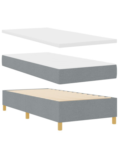 Letto a Sorgente LED Grigio chiaro 90 x 190 cm Tessuto