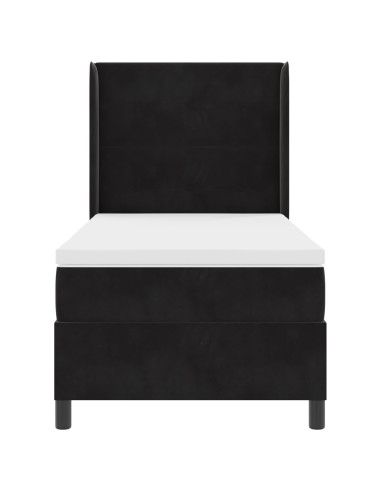 Letto a molle con materasso con led Nero 80 x 200 cm Velluto