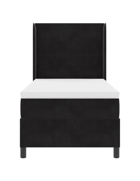 Letto a molle con materasso con led Nero 80 x 200 cm Velluto