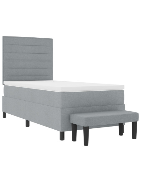 Letto a Molle  con Materasso & Panchina Grigio Chiaro 80x200 cm Tessuto