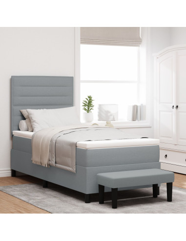 Letto a molle con materasso Grigio chiaro 80 x 200 cm Tessuto
