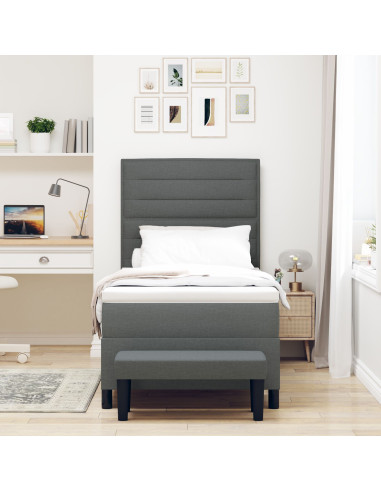 Letto a molle con materasso Grigio scuro 80 x 200 cm Tessuto