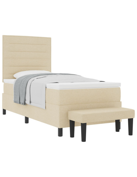 Letto a Molle con Materasso e Panchina Crema 80x200 cm in Tessuto