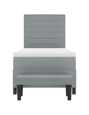 Letto a molle con materasso Grigio chiaro 90 x 190 cm Tessuto