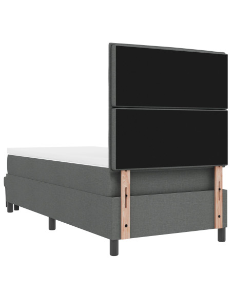 Letto a Molle con Materasso e Panca Grigio Scuro 90x190 cm Tessuto