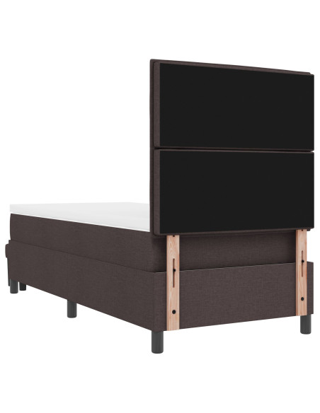 Letto Box Spring  con Materasso e Panchina Marrone Scuro 90x190 cm Tessuto