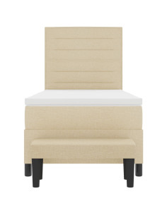 Letto a molle con materasso Crema 90 x 190 cm Tessuto 2