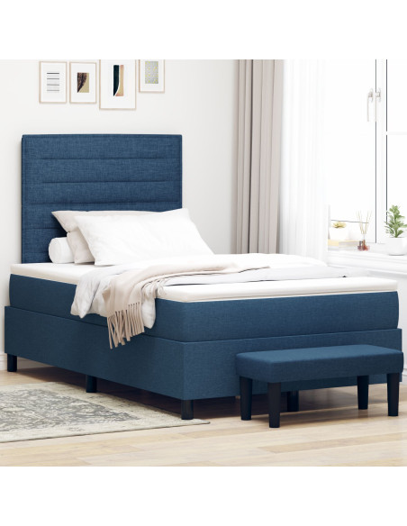 Letto a Molle  con Materasso & Panchina Blu 120x190 cm Tessuto