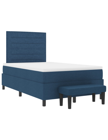 Letto a Molle  con Materasso & Panchina Blu 120x190 cm Tessuto