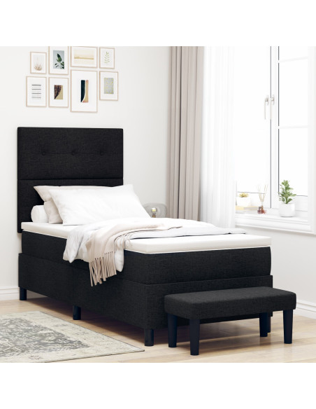 Letto con Rete  con Materasso e Panchina Nero 80x200 cm Tessuto