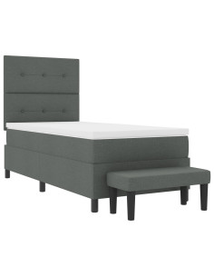 Letto a molle con materasso Grigio scuro 90 x 190 cm Tessuto