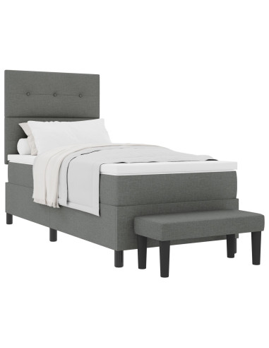 Letto a molle con materasso Grigio scuro 90 x 190 cm Tessuto