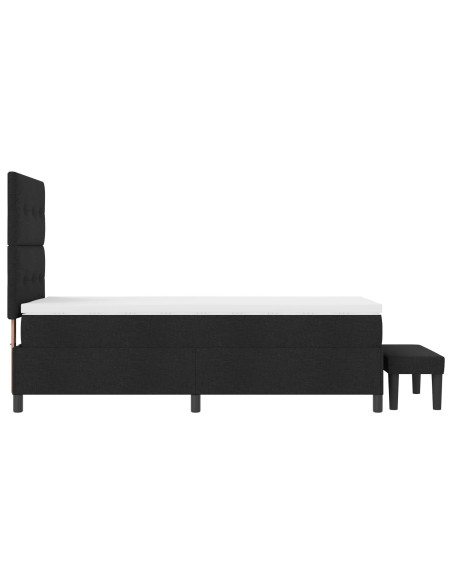 Letto a Box Spring  con Materasso e Panchina Nera 90x190 cm Tessuto