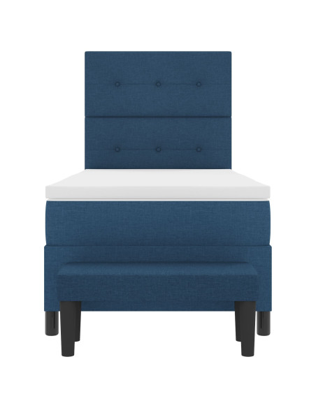 Letto con Rete a Molle con Materasso & Panchina Blu 90x190 cm Tessuto