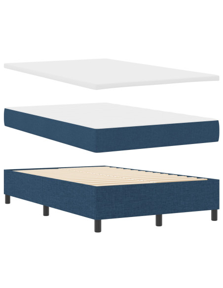 Letto a Box Spring  con Materasso Blu 120x190 cm Tessuto
