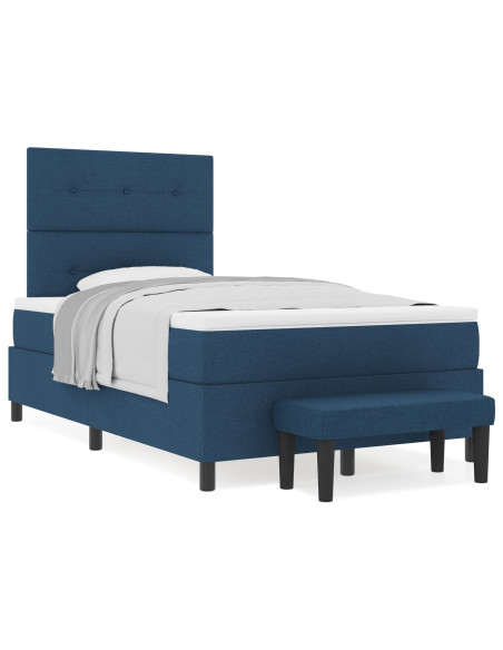 Letto a Box Spring  con Materasso Blu 120x190 cm Tessuto