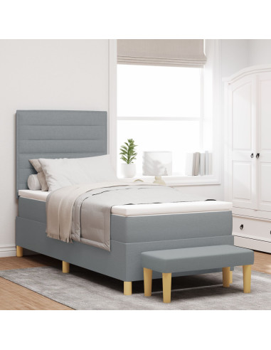 Letto a molle con materasso Grigio chiaro 80 x 200 cm Tessuto