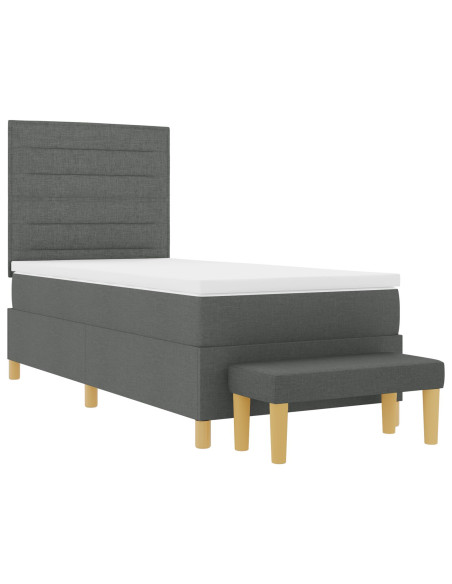 Letto a Molle con Materasso e Panca Grigio Scuro 80x200 cm Tessuto