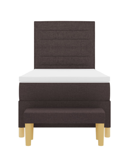 Letto con Box Spring con Materasso & Panca Marrone Scuro 80x200 cm Tessuto